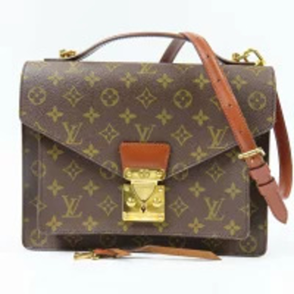 Louis Vuitton Monceau Shoulder Bag Handbag Leather Brown